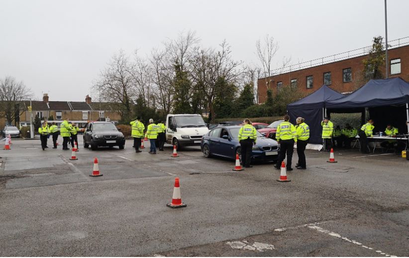 Student Officers support road policing operation, Rugby.JPG