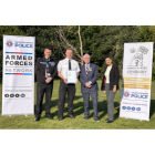 CC Alex Franklin-Smith, PC Scott Caswell, PCC Philip Seccombe, and HR Manager Jat Virk with our Armed Forces Network banners