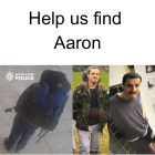 Last known images of Aaron with the heading 'help us find Aaron'