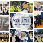 A collage of images showing various participants in the Junior Police Academy, covered by the Warwickshire Youth Engagement Team logo