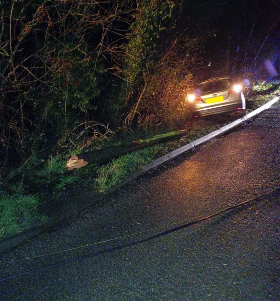 This suspected drink driver collided with a telegraph pole near Ufton
