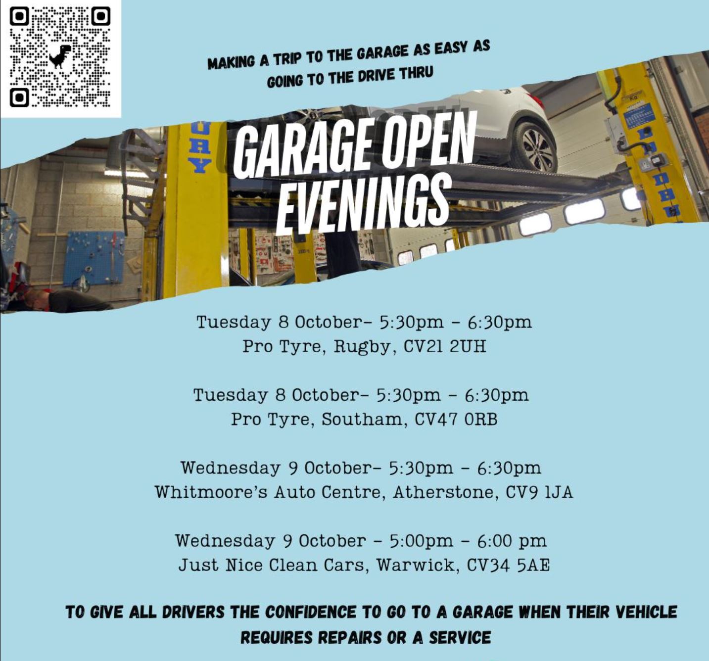 Warwickshire Garages open their doors to all in October