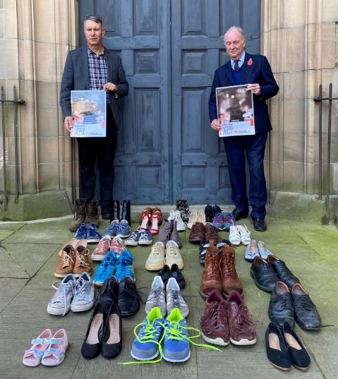 Councillor Andy Crump, Warwickshire County Council’s Portfolio Holder for Fire & Rescue and Community Safety and Warwickshire Police and Crime Commissioner Philip Seccombe promote the event outside St Mary’s Church in Warwick