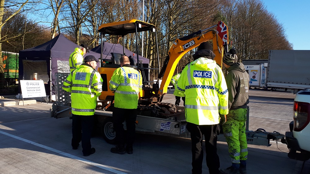 Police Datatag and DVSA checking trailer