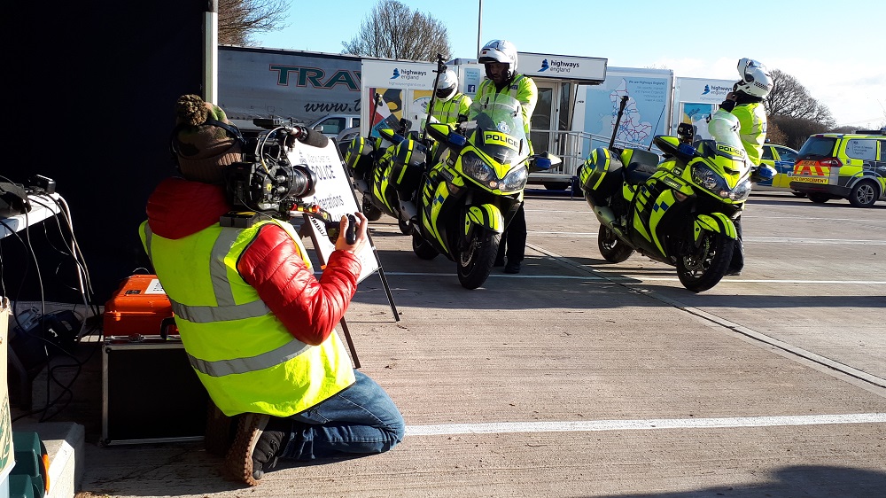 BBC cameraman filming police motorbike riders 12 Feb 20 Corley M6 