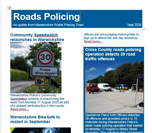 September Roads Policing Newsletter now available